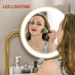 HOMCOM Makeup Vanity Desk Set with Mirror, Stool, LED Lights, Drawers, Shelves, Dressing Table for Bedroom, White