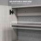 HOMCOM Bathroom Mirror Cabinet, Wall-Mounted Storage Organizer with Double Doors, Adjustable Shelf, Light Lilac
