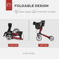 HOMCOM Lightweight Folding Rolling Walker with Large Seat, Back, Adjustable Handle, Bag, Dual Brake, Cane Holder, Red