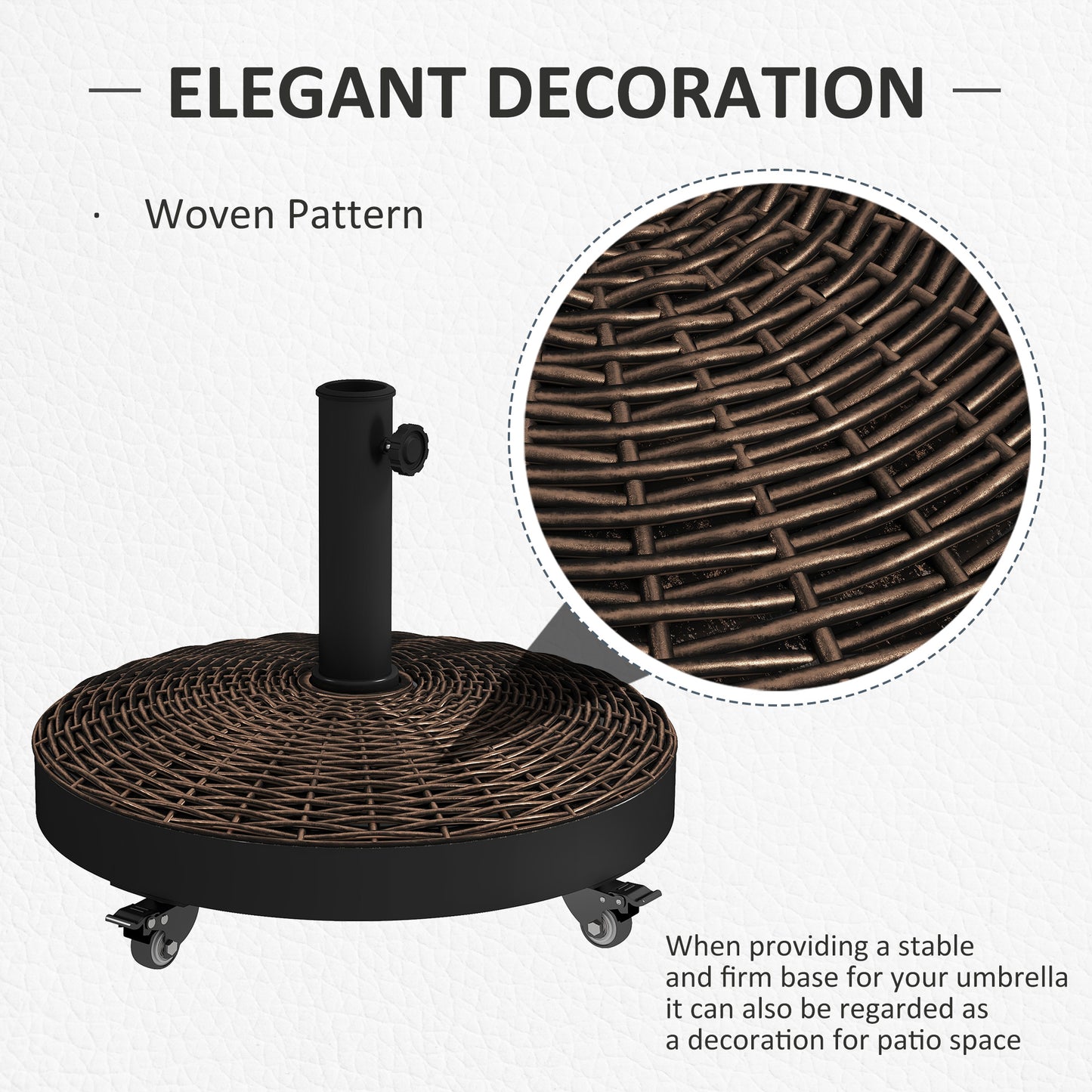 Outsunny 20.5" Round Parasol Base Resin Patio Umbrella Base Garden Parasol Holder Outdoor Offset Weight Stand with Wheels Black