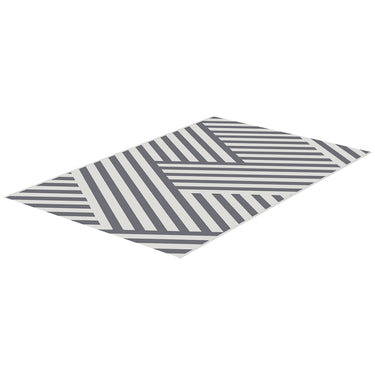 Outsunny Reversible Outdoor RV Rug, Patio Floor Mat, 6' x 9' Plastic Rug for Backyard, Deck, Beach, Camping, Grey and Cream