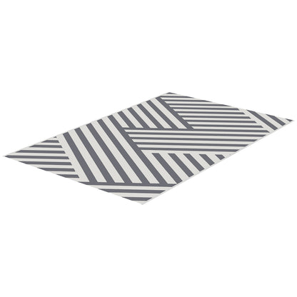 Outsunny Reversible Outdoor RV Rug, Patio Floor Mat, 6' x 9' Plastic Rug for Backyard, Deck, Beach, Camping, Grey and Cream