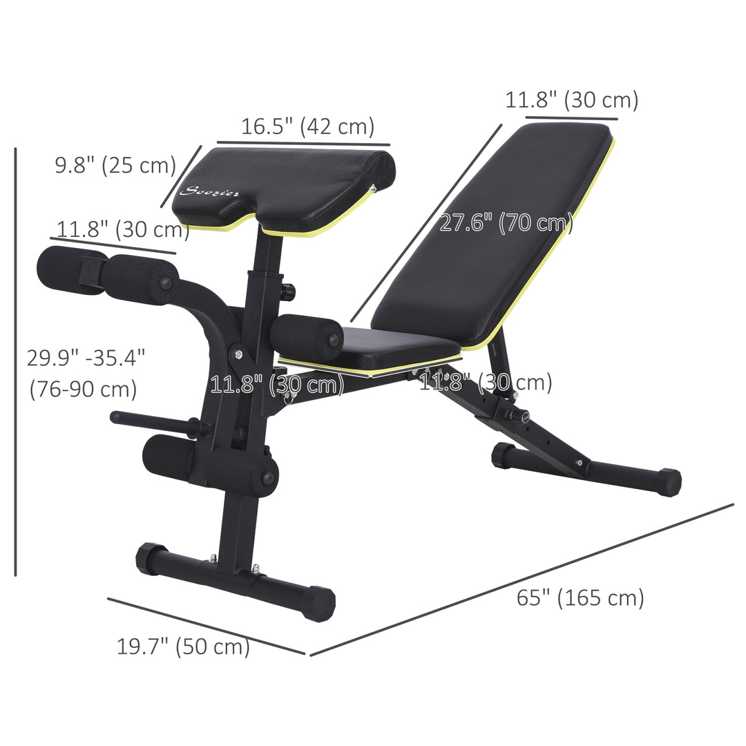 Soozier Adjustable Weight Bench, Sit Up Dumbbell Bench, Multi-Functional Purpose Hyper Extension Workout Bench with Adjustable Seat and Back Angle