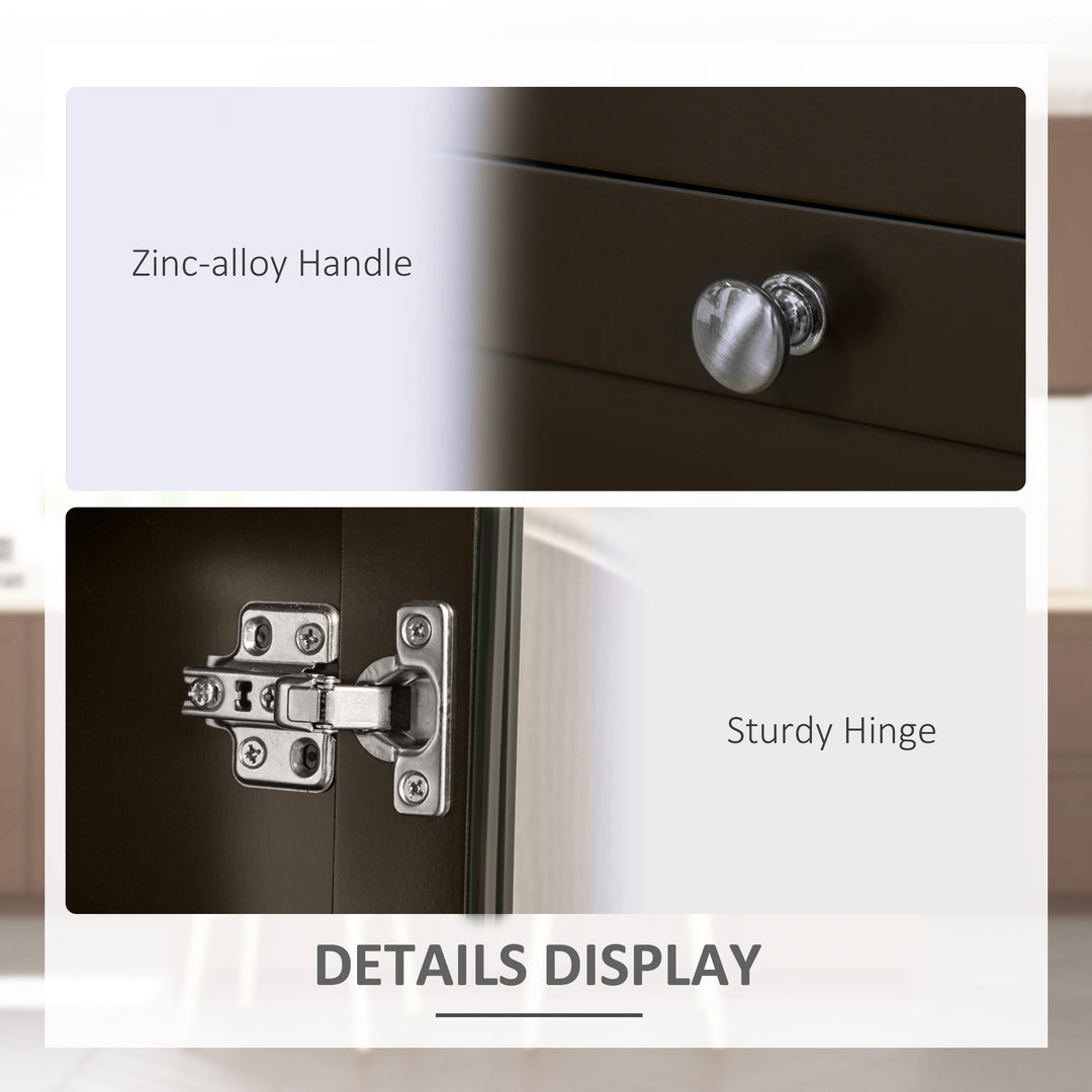 HOMCOM Buffet Cabinet Sideboard with 2 Drawers, 3 Storage Cabinets, Glass Doors and Adjustable Shelves, Dark Brown