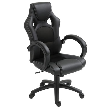 HOMCOM Racing Gaming Chair Office Chair Computer Desk Gamer Chair with Swivel Wheels, Padded Headrest, Tilt Function, Black