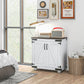 HOMCOM Sideboard Buffet, Kitchen Storage Cabinet with Barn Door and Adjustable Shelves, White and Brown