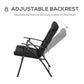 Outsunny Foldable Lounge Chair, Fabric Upholstered Recliner, Outdoor Lounger with Armrest, Metal Frame for Backyard, Blue