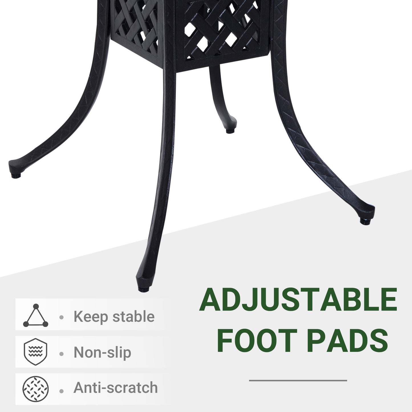 Outsunny 36" Patio Dining Table, Outdoor Bistro Table with 2" Umbrella Hole, Cast Aluminum Frame, For Garden, Balcony, Black
