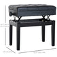 HOMCOM Adjustable Piano Bench with Storage and Soft PU Leather Padded, with Enough Music Storage Design, Black