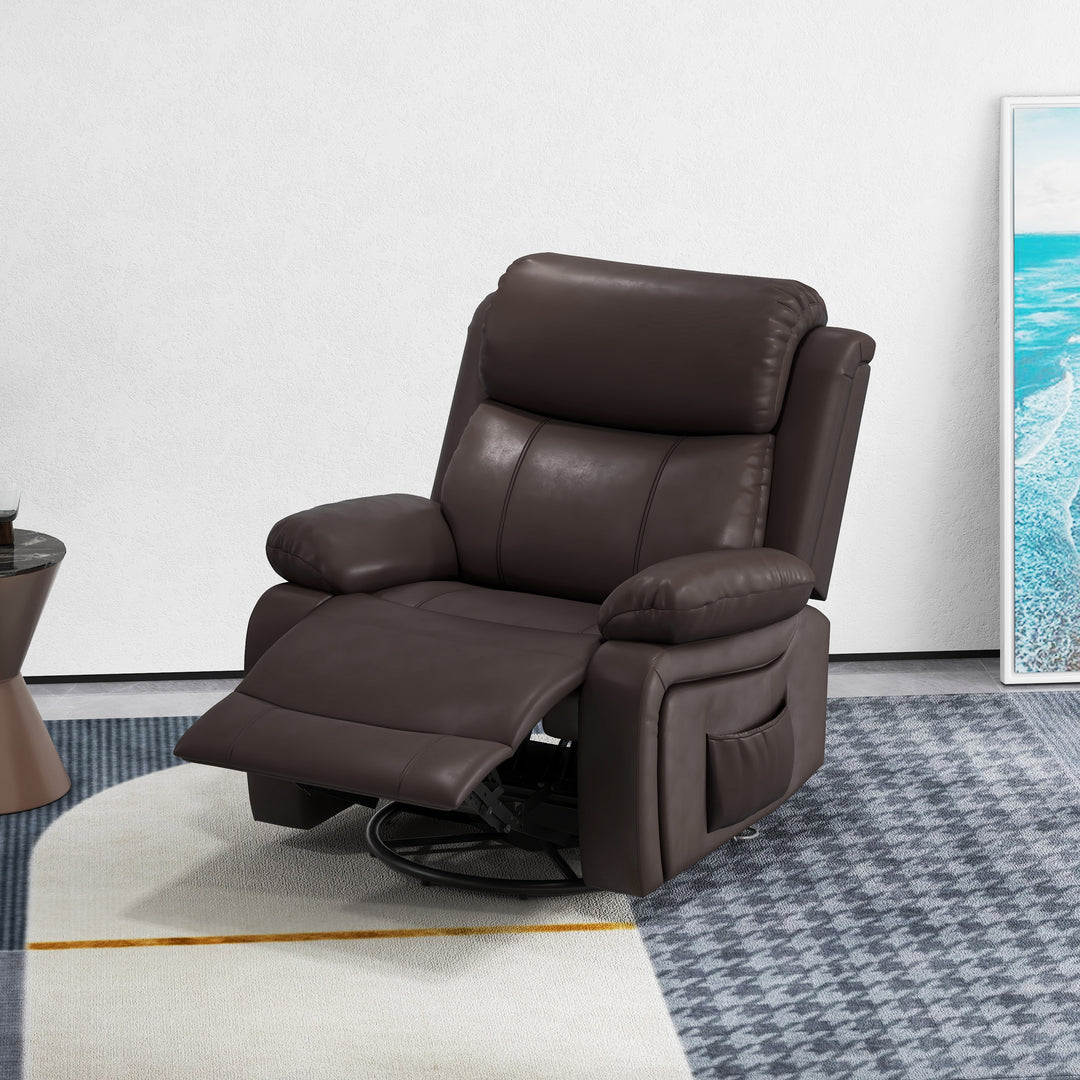 HOMCOM PU Leather Reclining Chair with Vibration Massage Recliner, Swivel Base, Rocking Function, Remote Control, Black