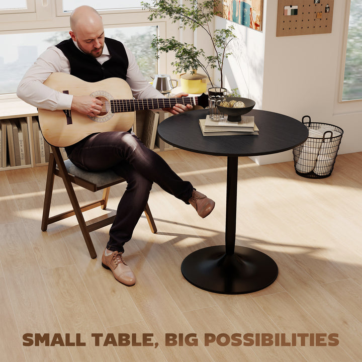 HOMCOM 27.6" Round Kitchen Table for 2, Modern Small Dining Table with Wood Veneer, Steel Base for Dining Room, Natural