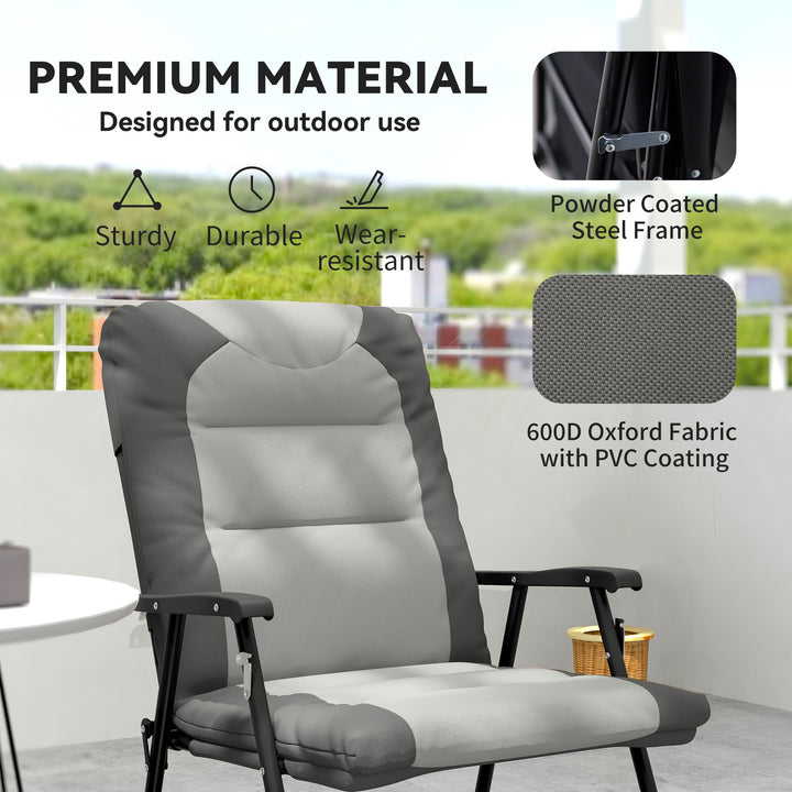 Outsunny Folding Rocking Chair Set of 2 Padded Rockers with Armrest, Navy Blue