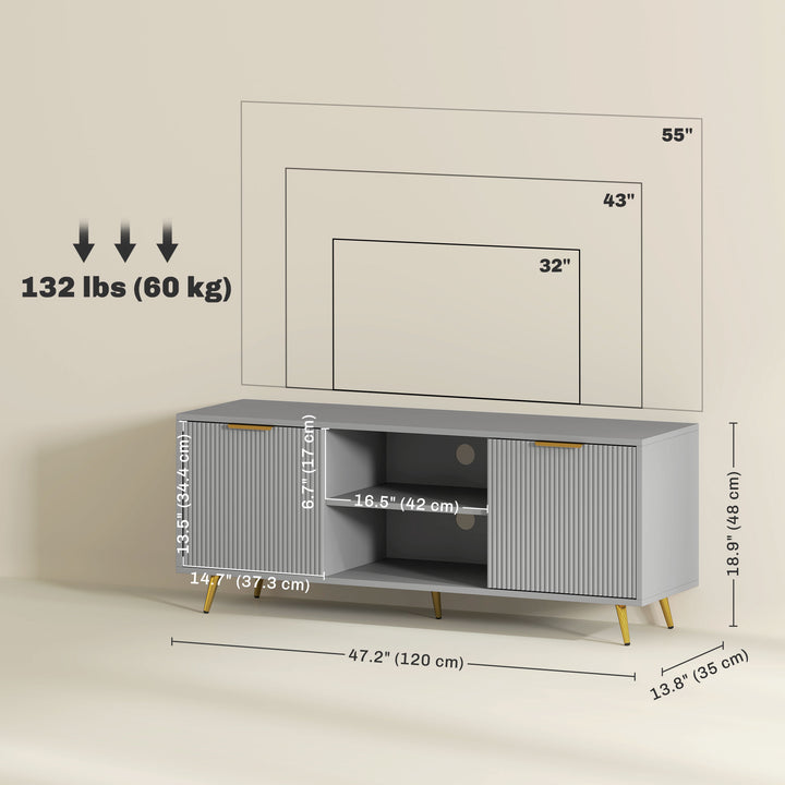 HOMCOM TV Stand with Storage for 55 Inch TV, Modern TV Cabinet with 2 Open Shelves and 2 Cabinets for Living Room, White