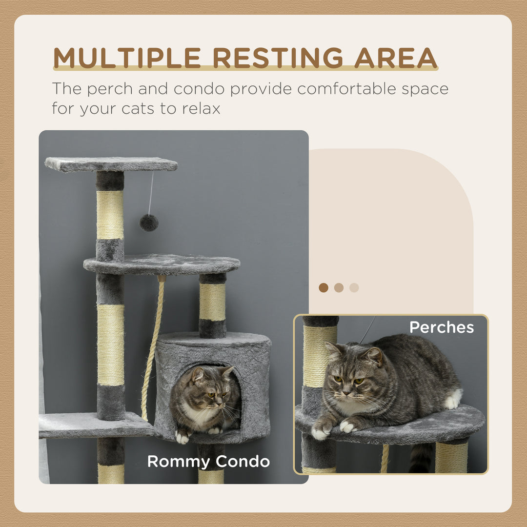PawHut 46" Scratching Cat Tree Multi Level Activity Center Kitty Condo Furniture Post Beige