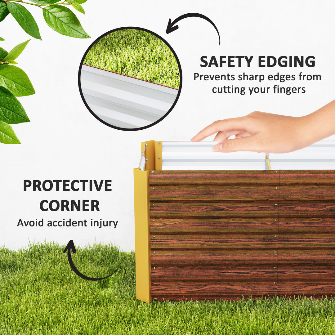 Outsunny Set of 2 Galvanized Metal Planters for Outdoor Plants, 4' x 2' x 2' Raised Garden Bed, Distressed Dark Brown