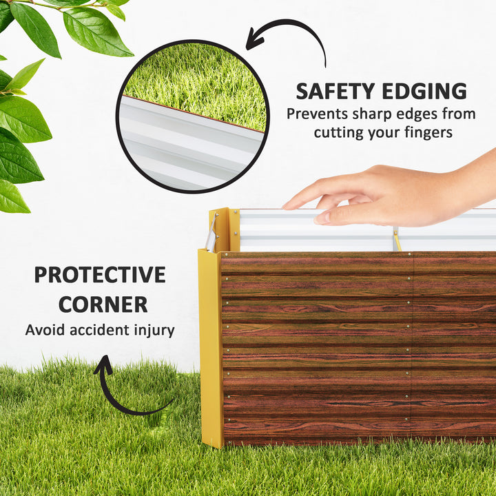 Outsunny Set of 2 Galvanized Metal Planters for Outdoor Plants, 4' x 2' x 2' Raised Garden Bed, Distressed Dark Brown