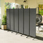 Outsunny 6 Panel Folding Room Divider, UV30+ Privacy Screen, Indoor Outdoor Privacy Panel with Stable Base, Black