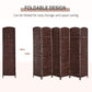 HOMCOM 6ft Folding Room Divider, 6 Panel Wall Partition with Wooden Frame for Bedroom, Home Office, Natural