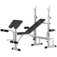 Soozier Bench Press Set Adjustable Weight Bench with Squat Rack, Preacher Curl Pad, Leg Developer and Weight Storage, White