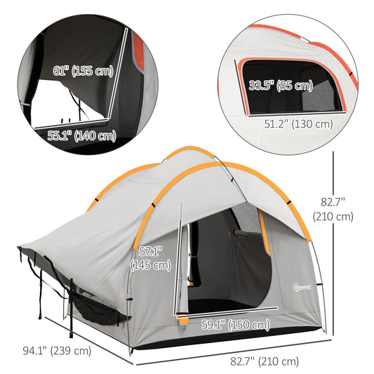 Outsunny 2000mm Waterproof SUV Tent, Car Tent with 3 Doors and Mesh Window, for 5-6 Person Camping Travel, Blue and Orange