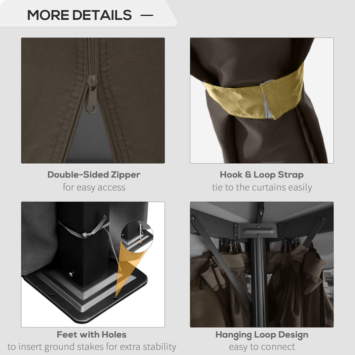 Outsunny 10' x 10' 2-Tier Outdoor Gazebo Canopy Tent with Zippered Mesh Sidewalls, Aluminum Frame for Patio, Backyard, Beige