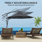 Outsunny 9.5' Cantilever Umbrella with Wind Protection Strap and Cover, Hanging Umbrella with Crank and Cross Base, UPF 50+, Grey
