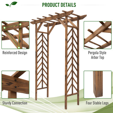 Outsunny 79" Plant Trellis, Arched Garden Arbour with Pergola Style Roof, Fir Wood Frame for Climbing Vines