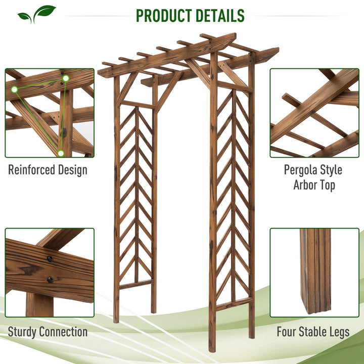 Outsunny 79" Plant Trellis, Arched Garden Arbour with Pergola Style Roof, Fir Wood Frame for Climbing Vines