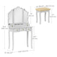 HOMCOM Makeup Vanity Desk with Mirror and Stool, Vanity Set with 10 LED Lights, 5 Drawers and 3 Compartments, White