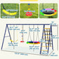 Qaba 6 in 1 Kids Swing Set with 1 Saucer Swing, 1 Belt Swing, 1 Disc Rope Swing, Climbing Ladder and Net, Basketball Hoop