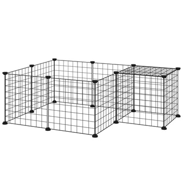 PawHut Pet Playpen, DIY Cage House for Small Animals, Guinea Pigs, Hedgehogs, Black