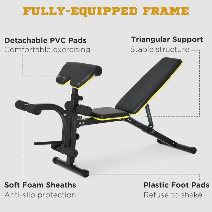 Soozier Adjustable Weight Bench, Sit Up Dumbbell Bench, Multi-Functional Purpose Hyper Extension Workout Bench with Adjustable Seat and Back Angle