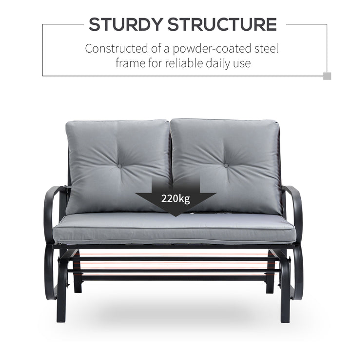 Outsunny 2-Person Outdoor Glider Chair, Patio Double Rocking Loveseat with Steel Frame and Cushions for Backyard, Garden and Porch, Red