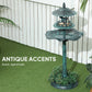 Outsunny 3-in-1 Garden Bird Bath Bowl Pedastal with Large Water Basin, Bird Feeder & Underneath Flower Planter, Green