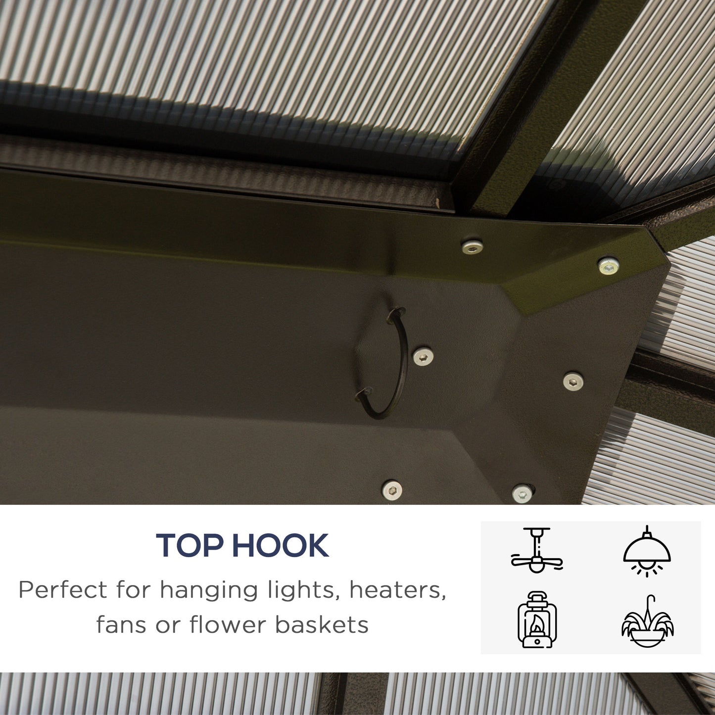 Outsunny 10' x 12' Outdoor Hardtop Gazebo with Polycarbonate Panel Roof, Garden Deluxe Pavilion Canopy BBQ Sunshade Shelter with Removable Curtains
