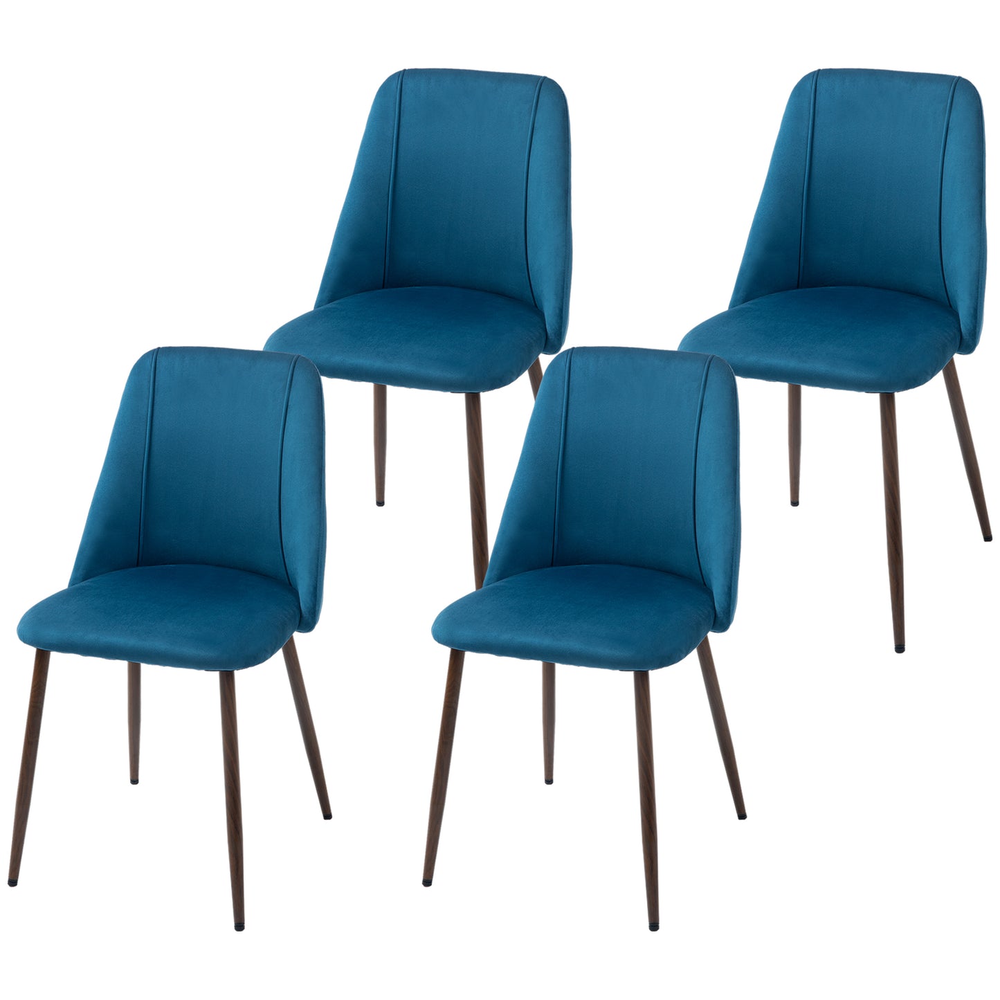 HOMCOM Upholstered Dining Chairs Set of 6, Velvet Accent Chair with Back and Wood-grain Steel Leg for Kitchen, Grey