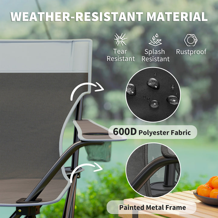 Outsunny 4 Piece Folding Camping Table and Chairs, Outdoor Lawn Chair Set w/ Table, Cup Holders for Hiking, Picnic, Grey