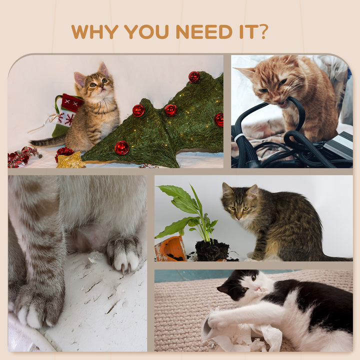 PawHut Wall Mounted Cat Shelves with Scratching Post, Ladder, Condo, Jumping Platforms, Light Grey