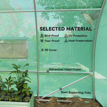 Outsunny 20x10x6.6ft Heavy Duty Outdoor Walk-in Tunnel Greenhouse Portable Garden Planting Warm House with PE Cover Green