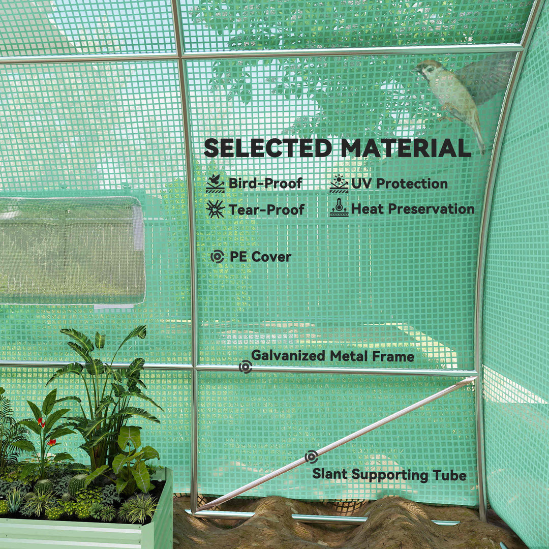 Outsunny 20x10x6.6ft Heavy Duty Outdoor Walk-in Tunnel Greenhouse Portable Garden Planting Warm House with PE Cover Green