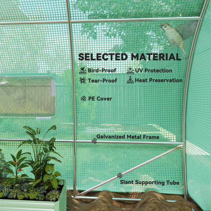 Outsunny 20x10x6.6ft Heavy Duty Outdoor Walk-in Tunnel Greenhouse Portable Garden Planting Warm House with PE Cover Green