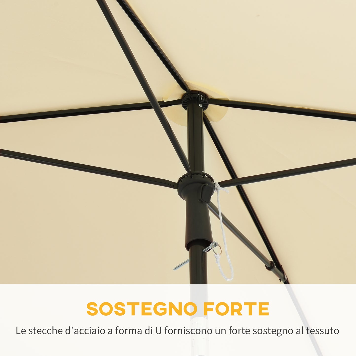 Outsunny 6.5x4ft Rectangle Patio Umbrella Aluminum Tilt Adjustable Garden Parasol  Sun Shade Outdoor Canopy Cream White