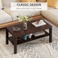 HOMCOM 2 Tier Coffee Table with Storage Shelf, Rectangular Center Table for Living Room, Home Office Furniture Walnut