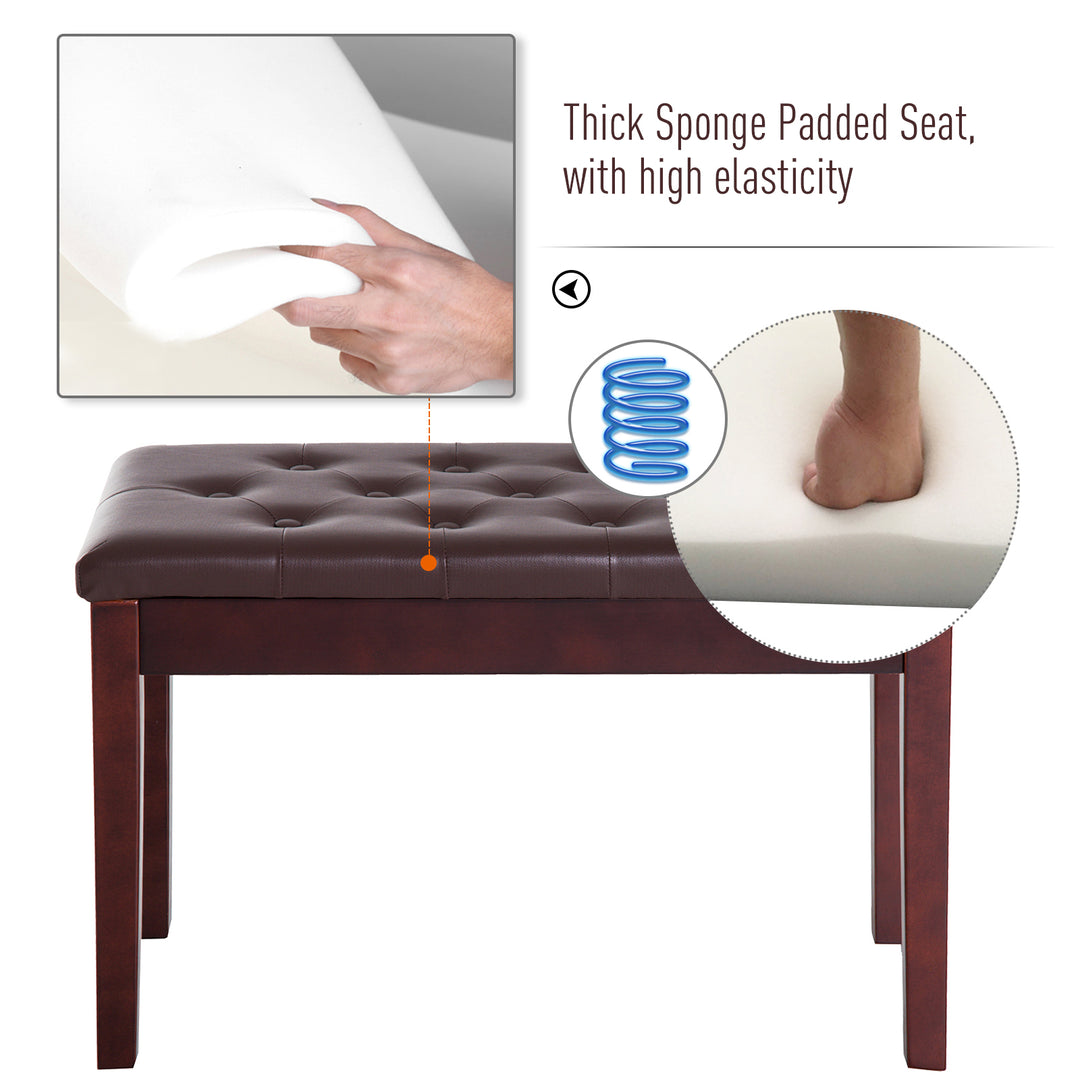 HOMCOM 30" Piano Bench with Padded Cushion and Storage, Faux Leather Keyboard Bench with Solid Wood Legs, Black