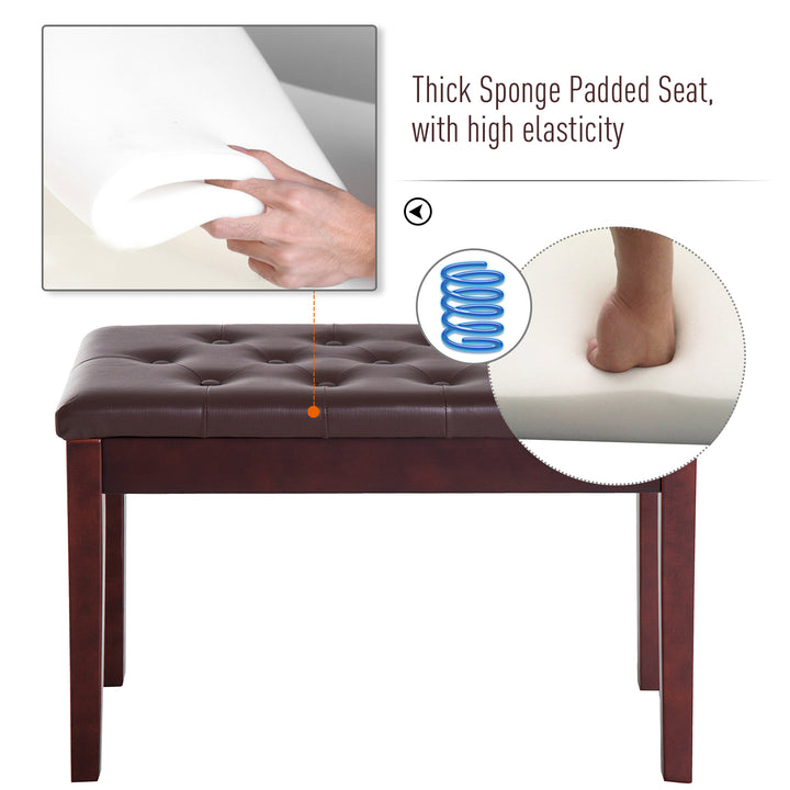 HOMCOM 30" Piano Bench with Padded Cushion and Storage, Faux Leather Keyboard Bench with Solid Wood Legs, Black
