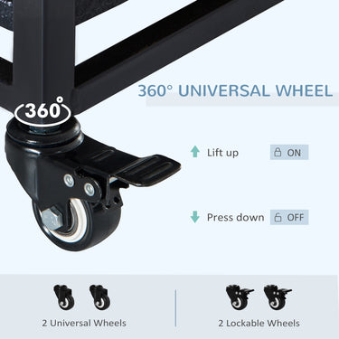 PawHut Heavy Duty Dog Crate Cage for Large Dogs Cats with Two Doors, Lockable Wheels, Removable Tray, 43" x 30" x 32''