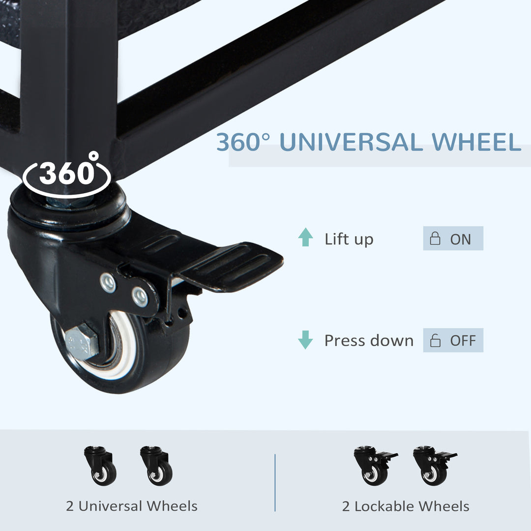 PawHut Heavy Duty Dog Crate Cage for Large Dogs Cats with Two Doors, Lockable Wheels, Removable Tray, 43" x 30" x 32''