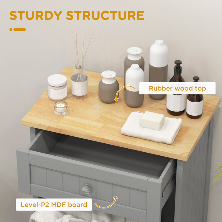 HOMCOM Kitchen Tilt Out Trash Bin Cabinet, Free Standing Recycling Cabinet, Trash Can Holder with Drawer, White