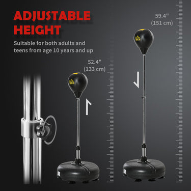 Soozier Reflex Bag with Stand, Freestanding Punching Bag Set with Speedball and Gloves, 52.4" -59.4" Adjustable Height for Home Gym Training