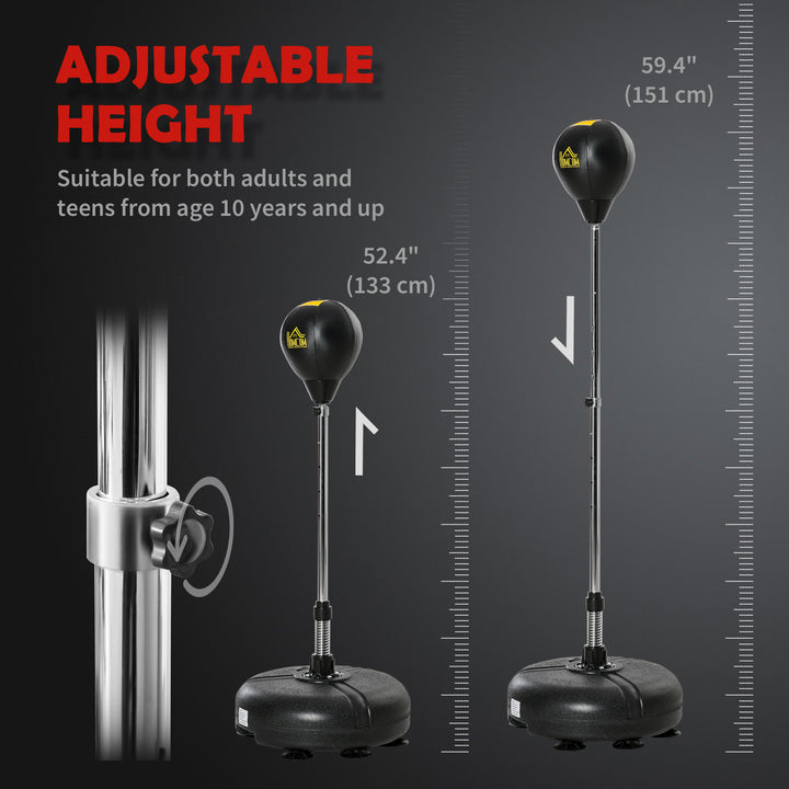 Soozier Reflex Bag with Stand, Freestanding Punching Bag Set with Speedball and Gloves, 52.4" -59.4" Adjustable Height for Home Gym Training